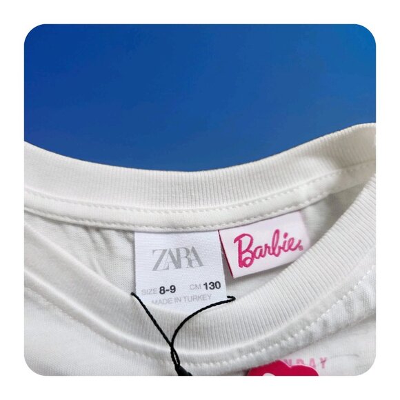 ZARA x BARBIE Collection Girls 8-9 KIDS TSHIRT Los Angeles Short Cropped Cotton - Picture 5 of 6